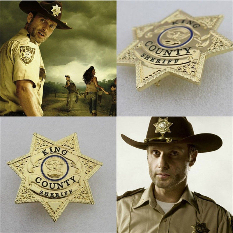 The Walking Dead Golden King County Sheriff Grimes Badge Uniform Star BADGE Prop