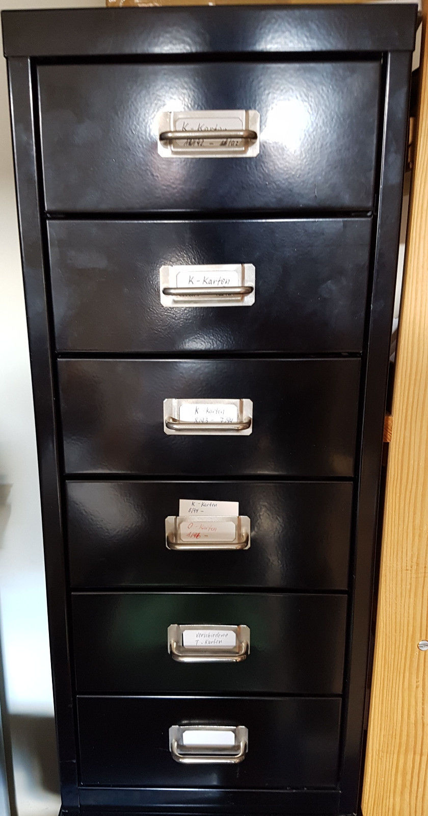 Phone cards Cabinet, black, with 6 drawers, ideal for Storage