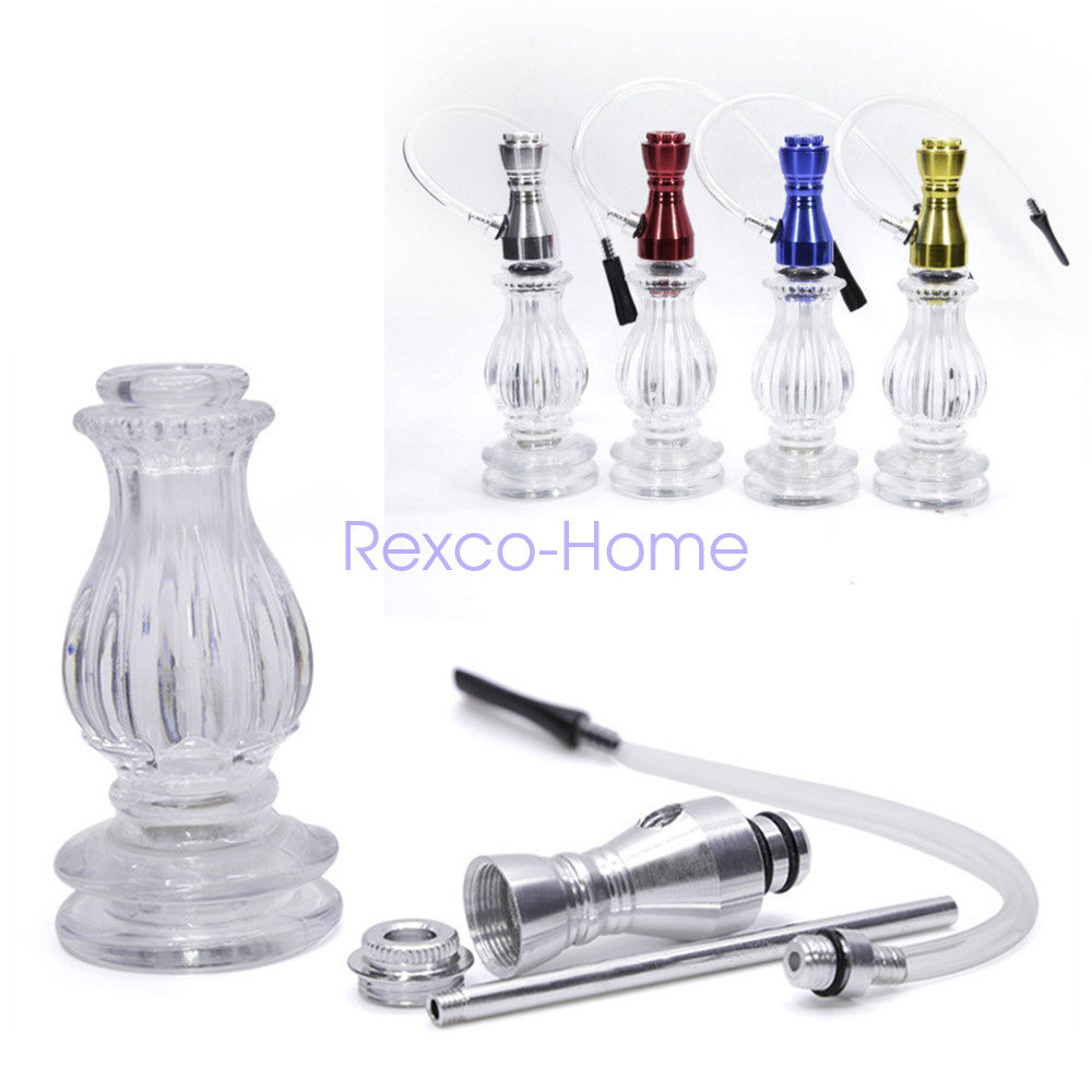 Small Size Smoking Tobacco Acrylic Hookah Shisha Pipe Mini Travel Set 4 Colors