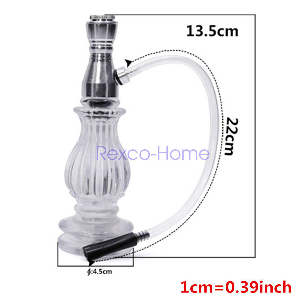 Small Size Smoking Tobacco Acrylic Hookah Shisha Pipe Mini Travel Set 4 Colors