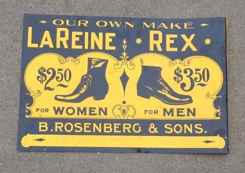 rare old double sided tin flange sign advertising Rosenberg & Sons Shoes