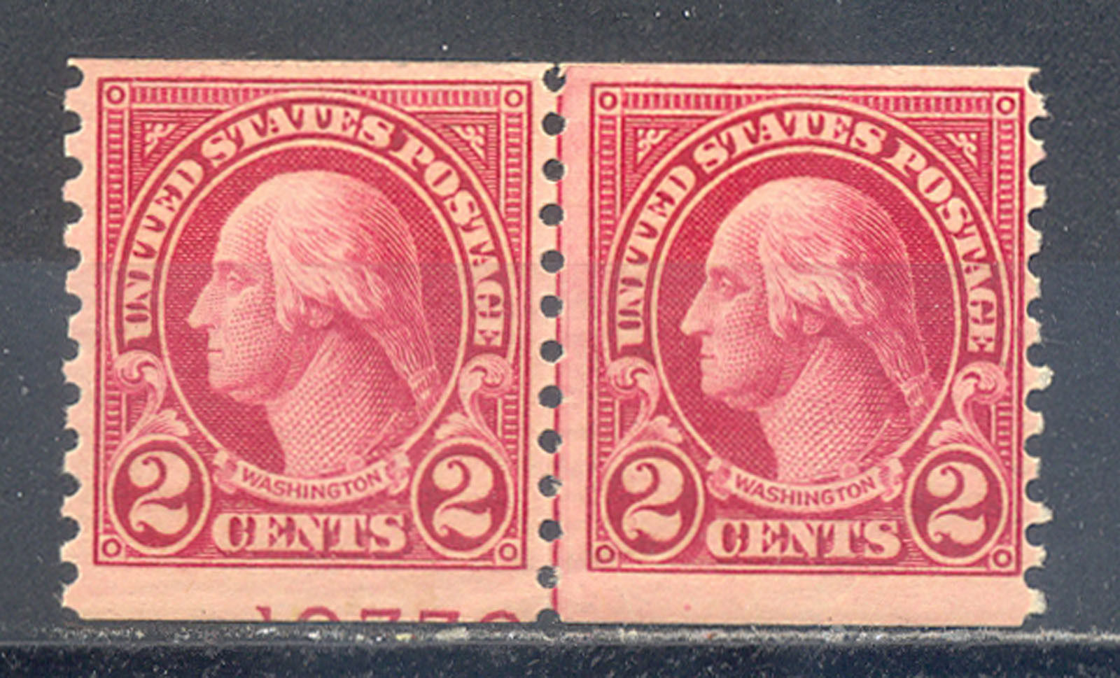 US Stamp (A101) Scott# 599, Mint NH OG, Partial Plate No., Coil Line Pair