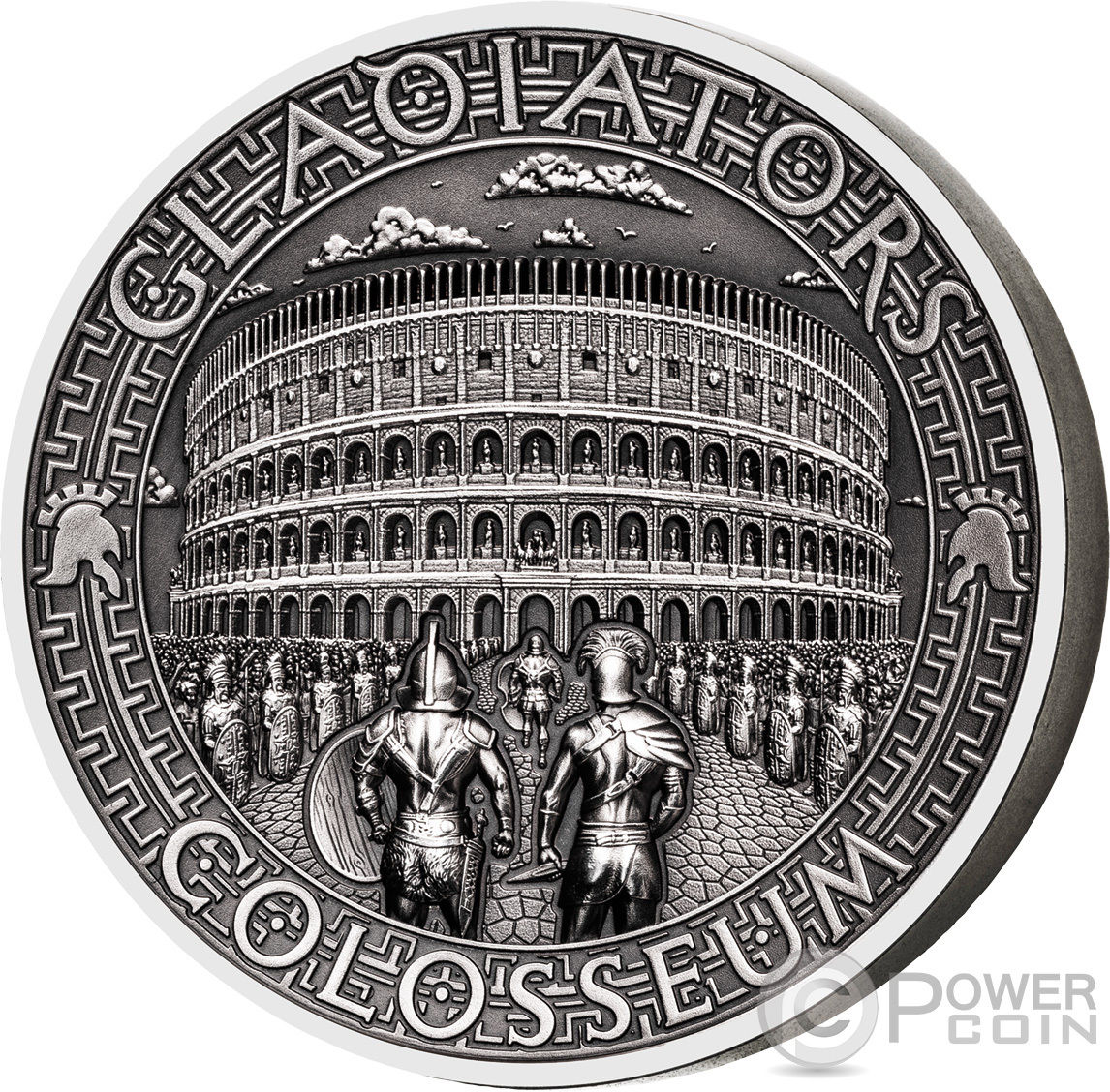 COLOSSEUM Gladiators 2 Oz Silver Coin 5$ Solomon Islands 2017