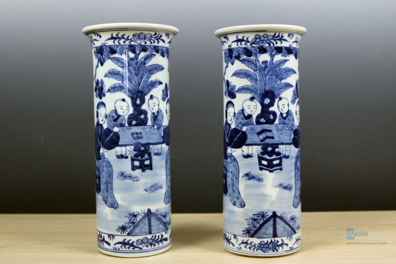 Fine Beautiful Chinese A pair Blue and white porcelain Boy Vase