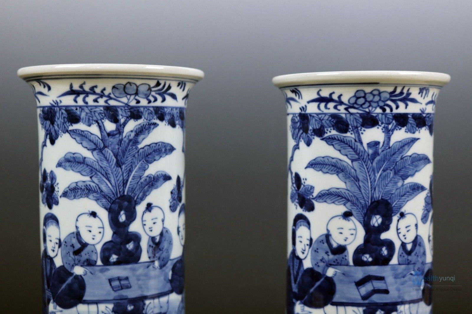 Fine Beautiful Chinese A pair Blue and white porcelain Boy Vase