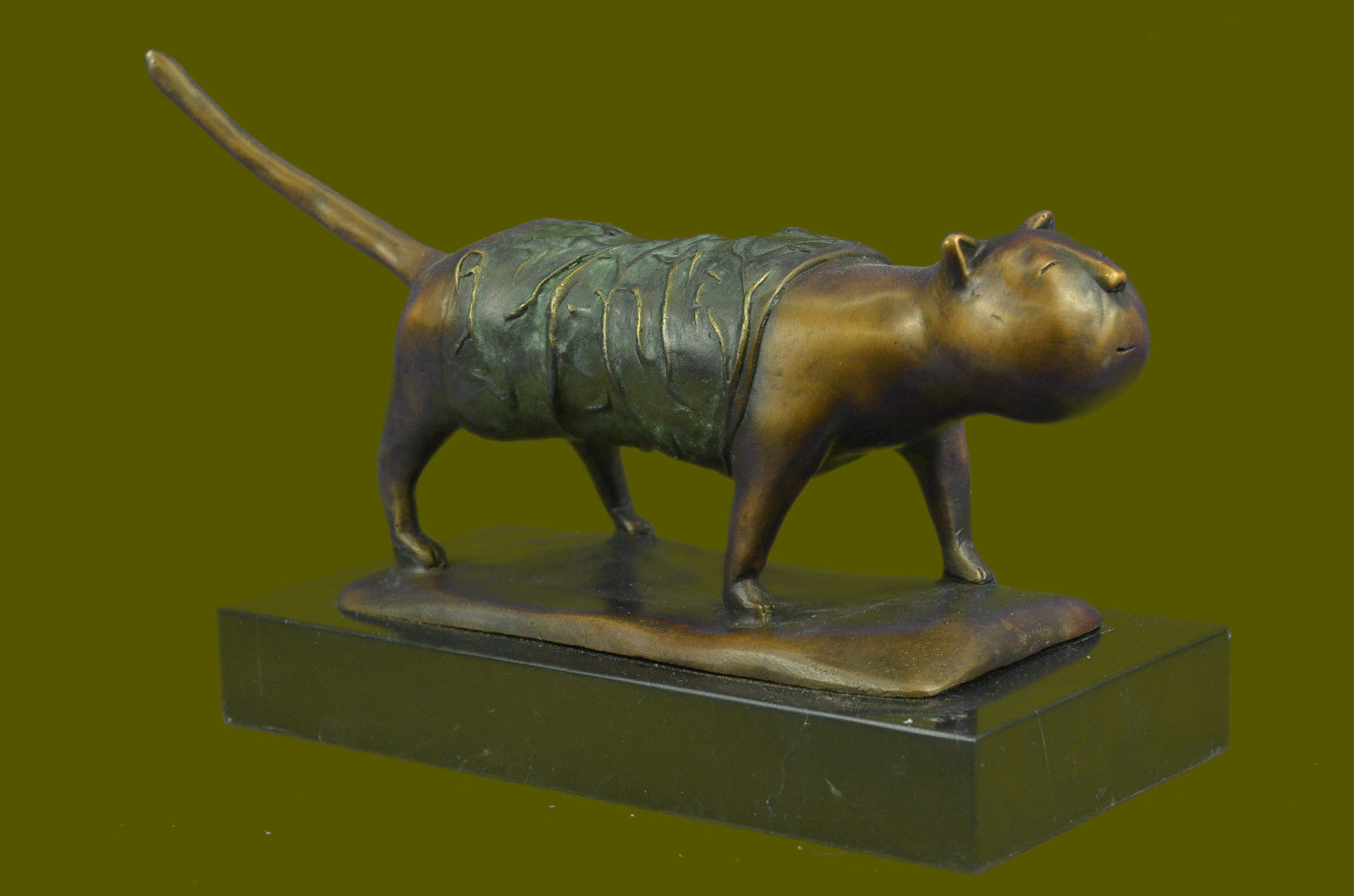 Signed Fernando Botero Fat Cat Abstract Modern Art Decor Sculpture Statue Bronze