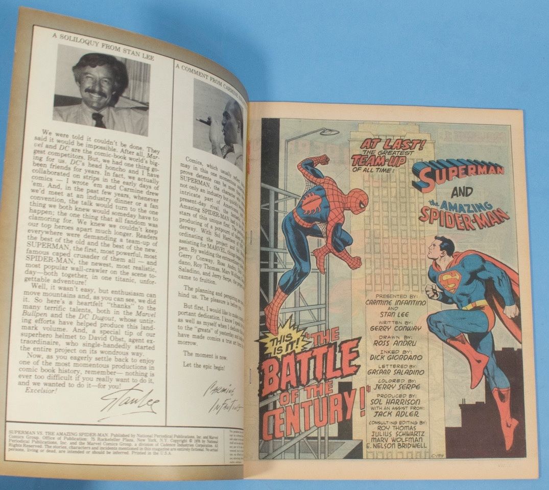 SUPERMAN VS. SPIDER-MAN Original 1976 DC/Marvel Comics Very Fine/Near Mint