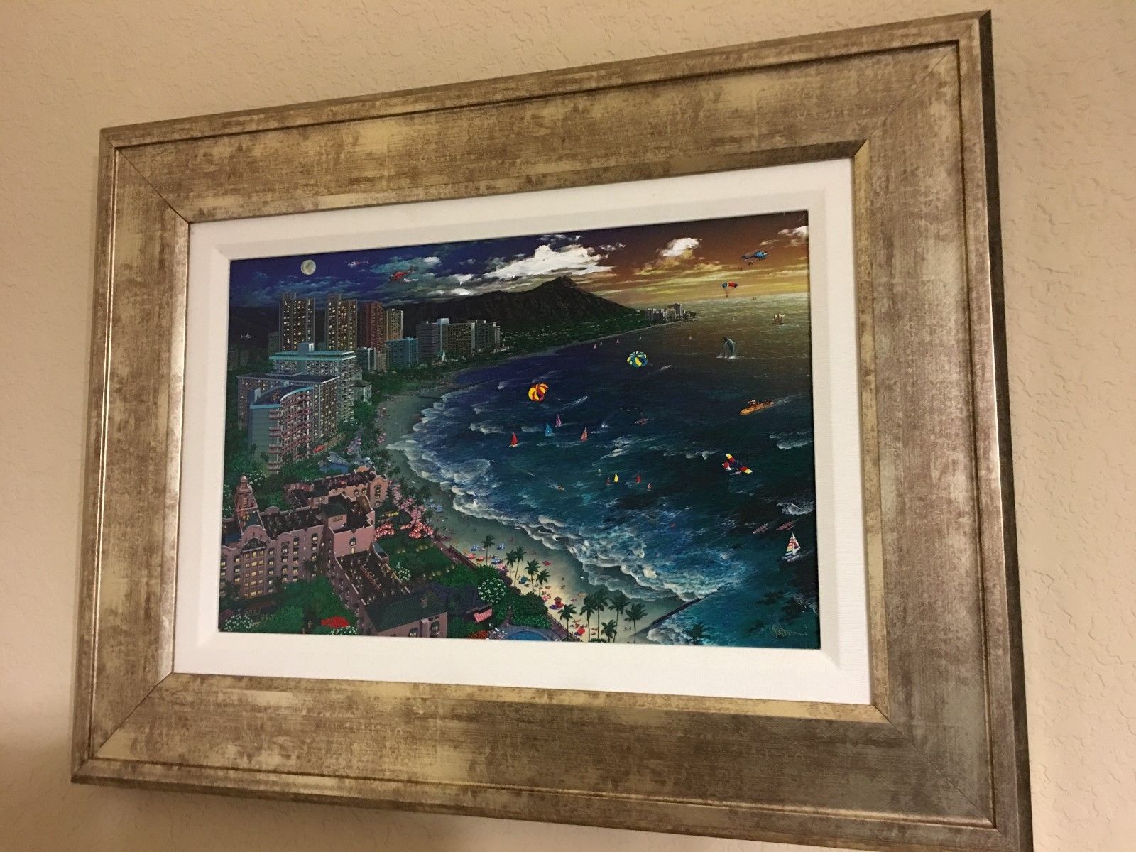 Hawiian Sunset  Alexander Chen Seriolithograph in Color on Canvas 11.5" X 17.5"