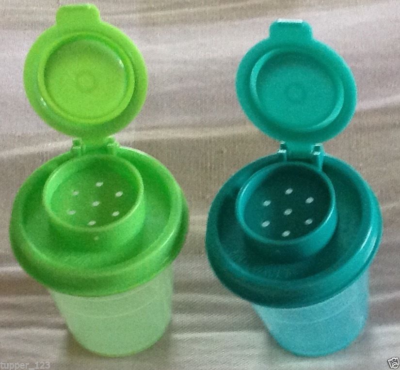 Tupperware Salt and Pepper Shakers Set Of 2 In Different Colors- New