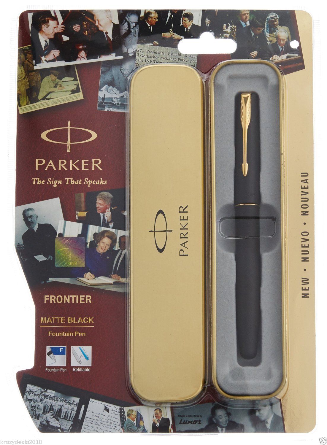 Parker Frontier Matte Black GT (Gold Plated Trim & Nib) Ink Fountain Pen - New