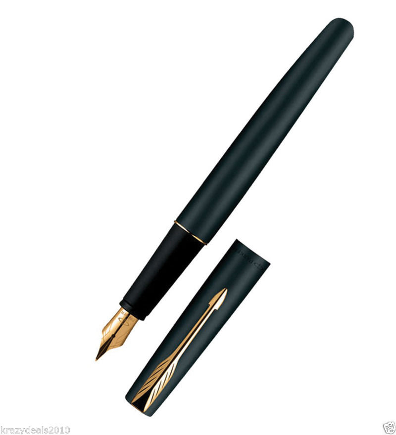 Parker Frontier Matte Black GT (Gold Plated Trim & Nib) Ink Fountain Pen - New