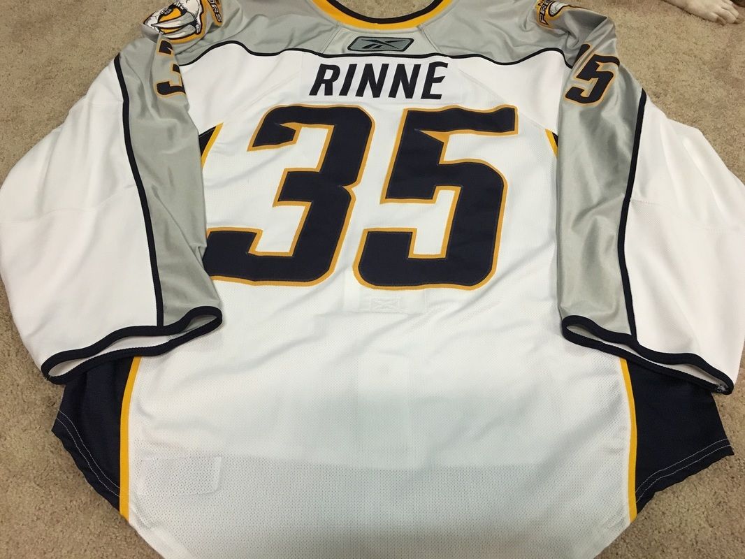 PEKKA RINNE 07'08 ROOKIE White Nashville Predators Game Worn Used Jersey COA