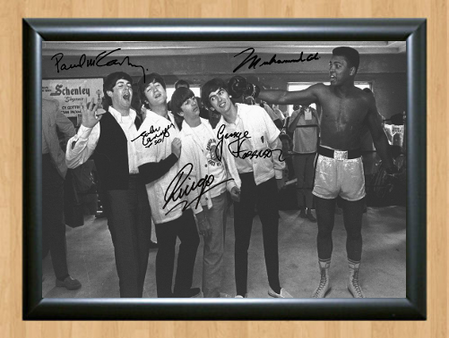 Muhammad Ali and The Beatles Signed Autographed Print Photo Poster studio pose