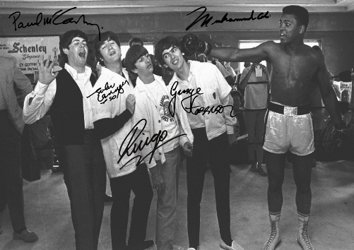 Muhammad Ali and The Beatles Signed Autographed Print Photo Poster studio pose