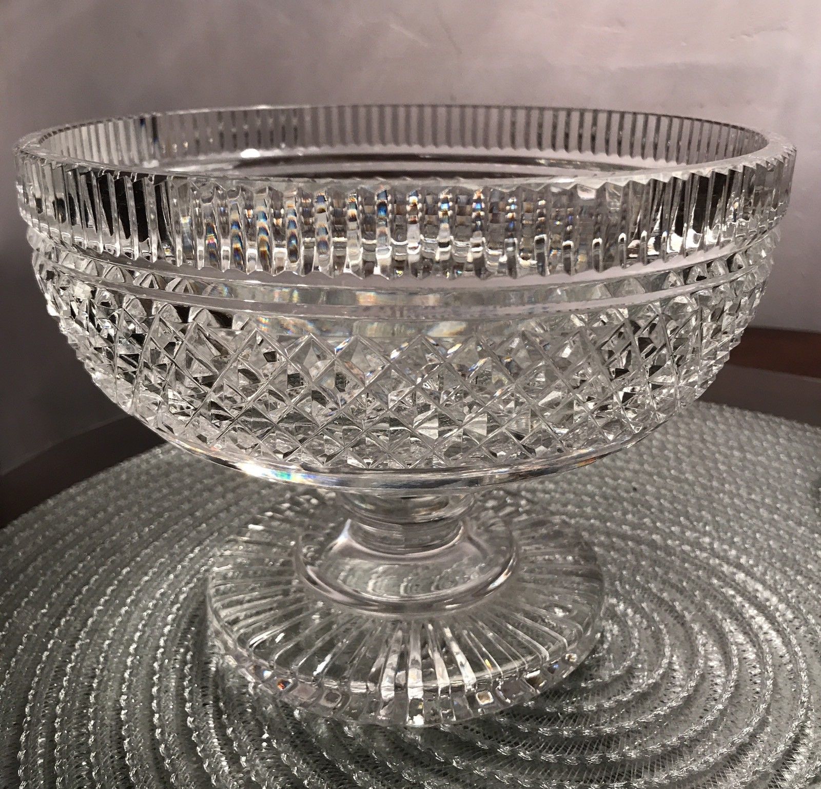 Master Cut Waterford Crystal 7" Castletown Footed Pedestal Bowl Vintage Signed