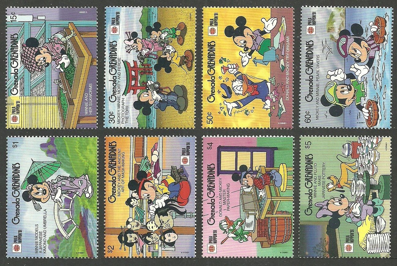 GRENADA GRENADINES 1991 DISNEY PHILANIPPON JAPANESE CULTURE SET & 4 M/SHEETS MNH