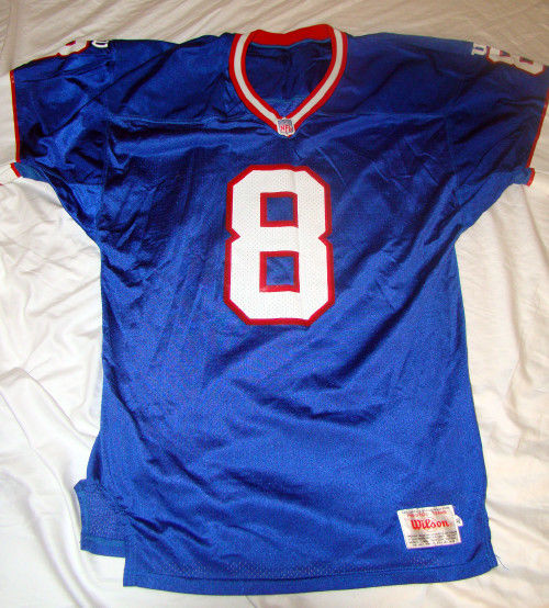 BUFFALO BILLS GAME USED 1997 HOME BILLY JOE HOBERT JERSEY #8 WILSON SIZE 48