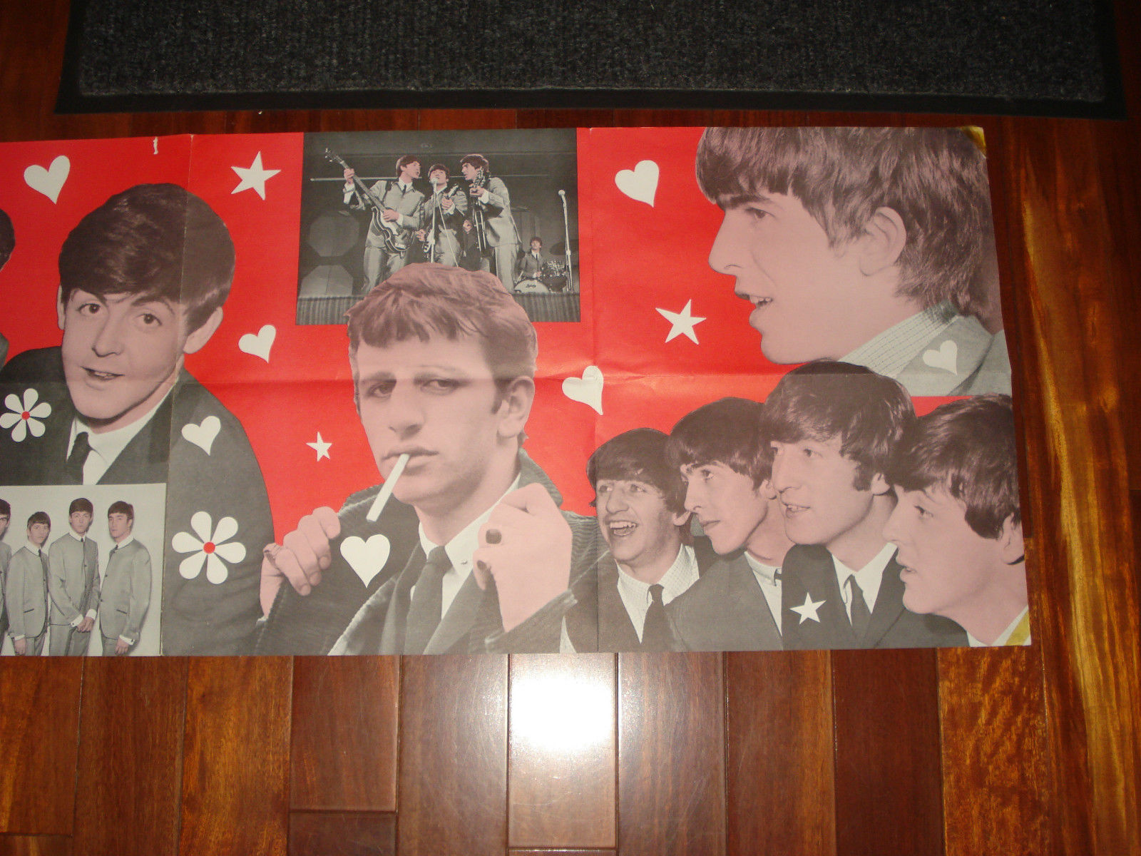 1964 BEATLES BANNER POSTER 17" X 53", ORIGINAL, NOT THE COMMON DELL POSTER, RARE