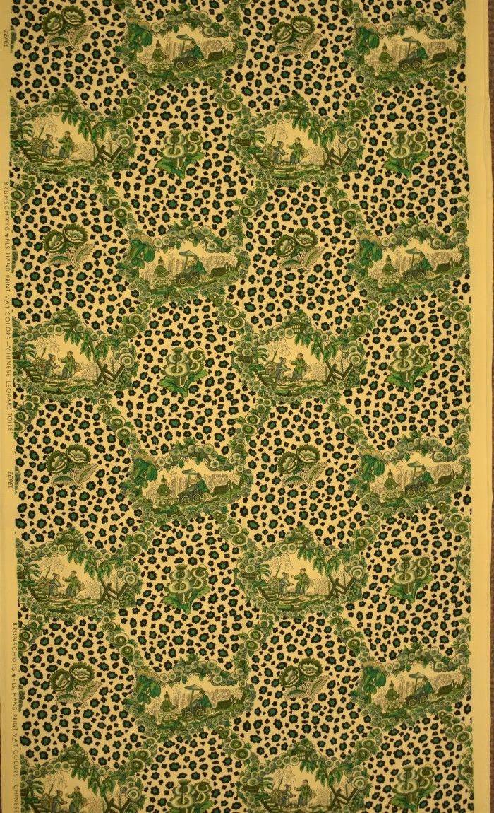 "Chic Brunschwig & Fils 'Chinese Leopard Toile' Green Fabric Bolt"