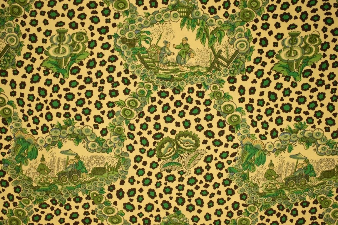 "Chic Brunschwig & Fils 'Chinese Leopard Toile' Green Fabric Bolt"