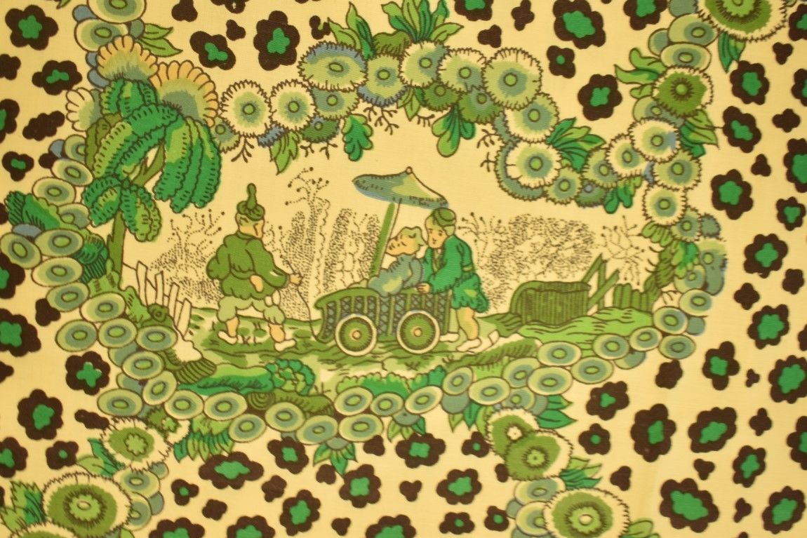 "Chic Brunschwig & Fils 'Chinese Leopard Toile' Green Fabric Bolt"