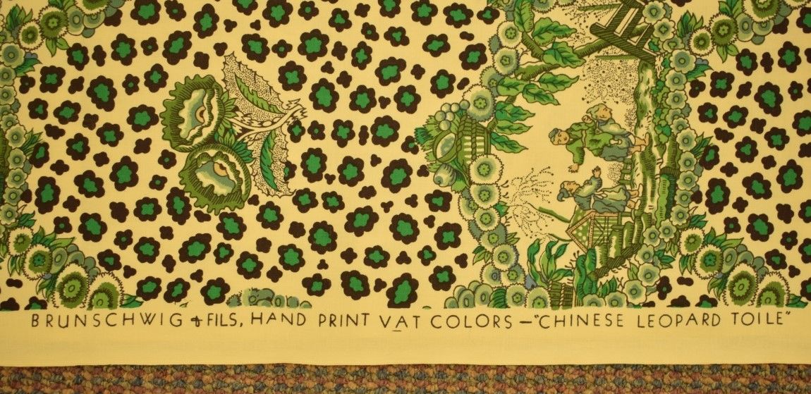 "Chic Brunschwig & Fils 'Chinese Leopard Toile' Green Fabric Bolt"