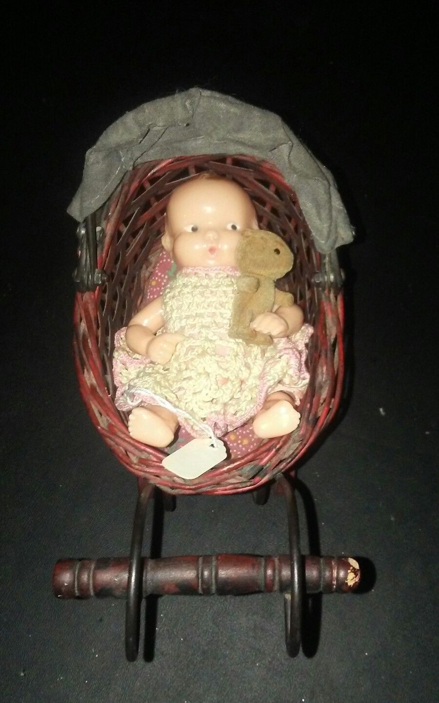 Miniature vintage Baby Doll and Pram