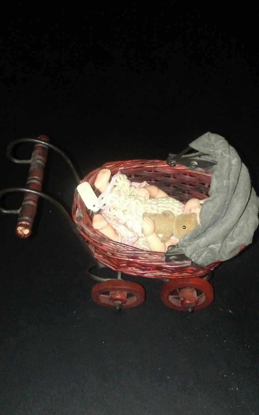 Miniature vintage Baby Doll and Pram