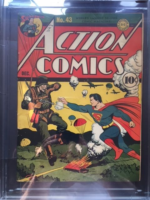 ACTION COMICS #43 CGC VG/FN 5.0; CM-OW; classic Fred Ray Nazi WWII cover!