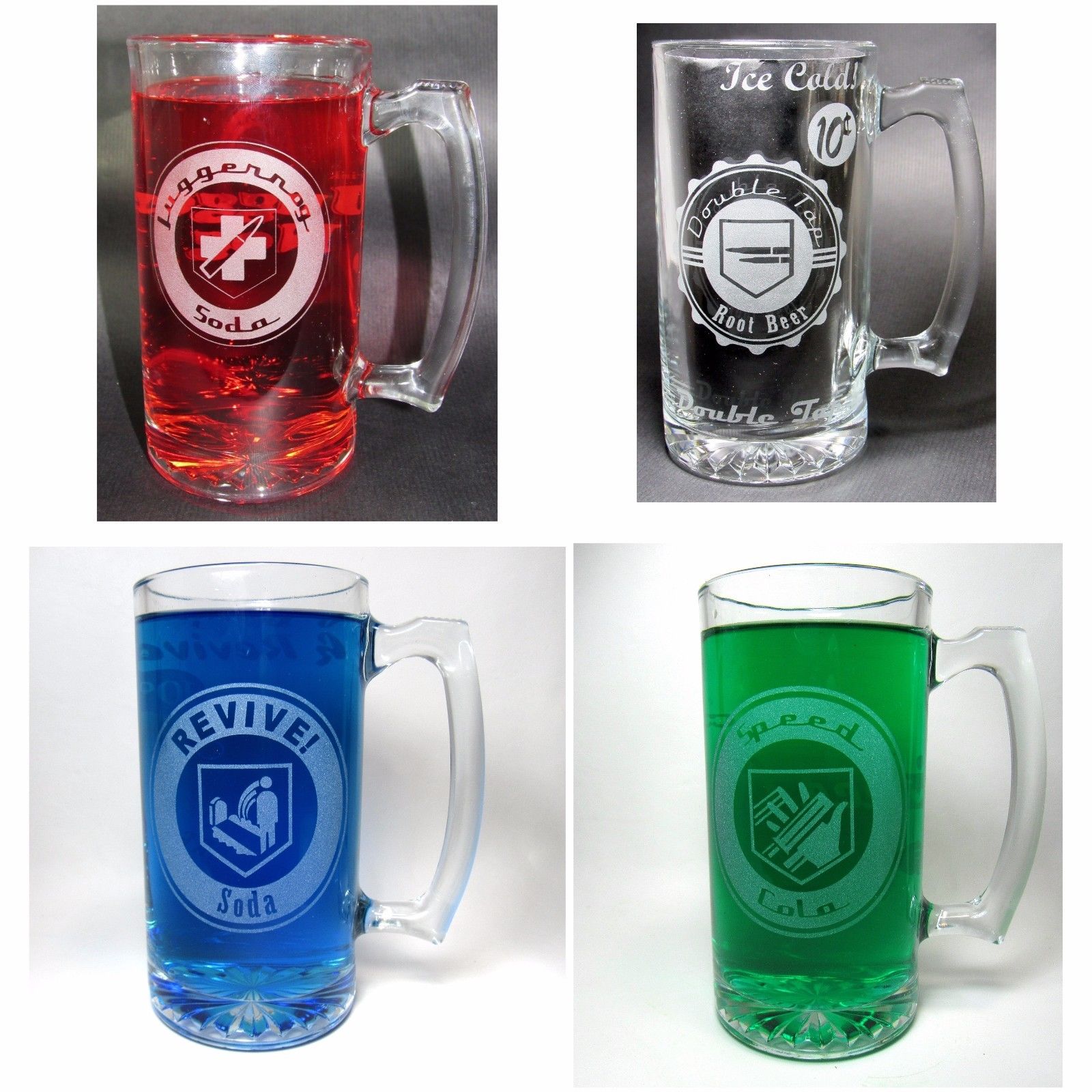 Set of 4 COD Zombies Inspired OG Perk Mugs:Jugger-Nog, Speed, Dbl Tap, Quick Rev