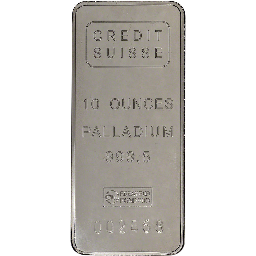 10 oz. Palladium Bar - Credit Suisse - 999.5 Fine