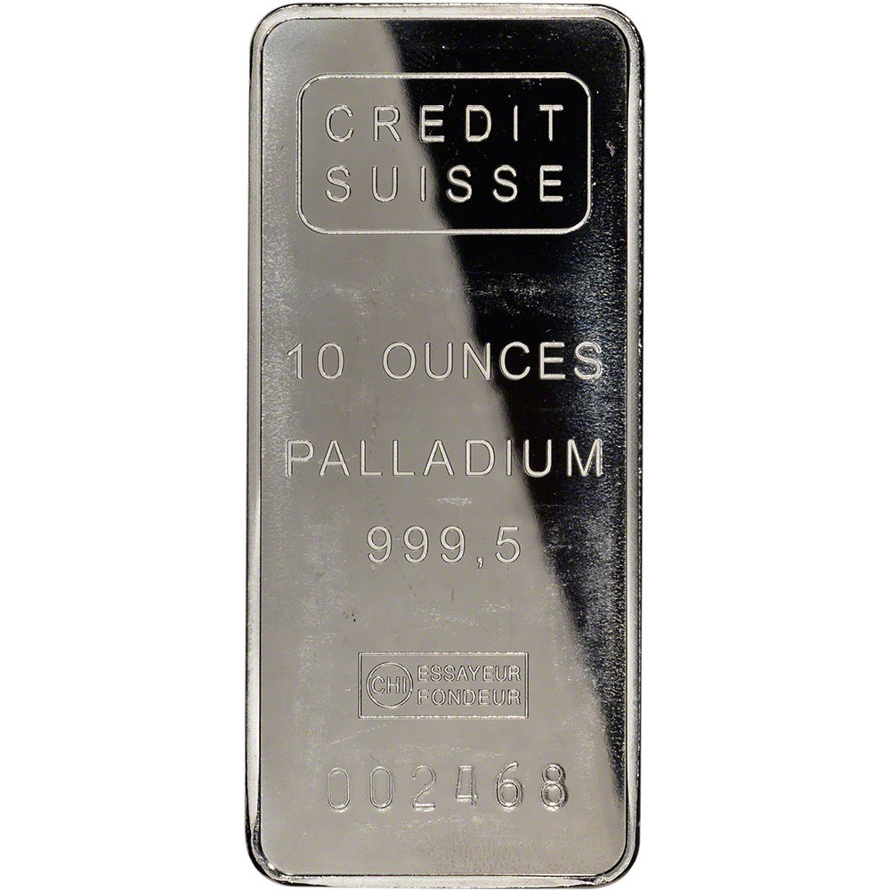 10 oz. Palladium Bar - Credit Suisse - 999.5 Fine