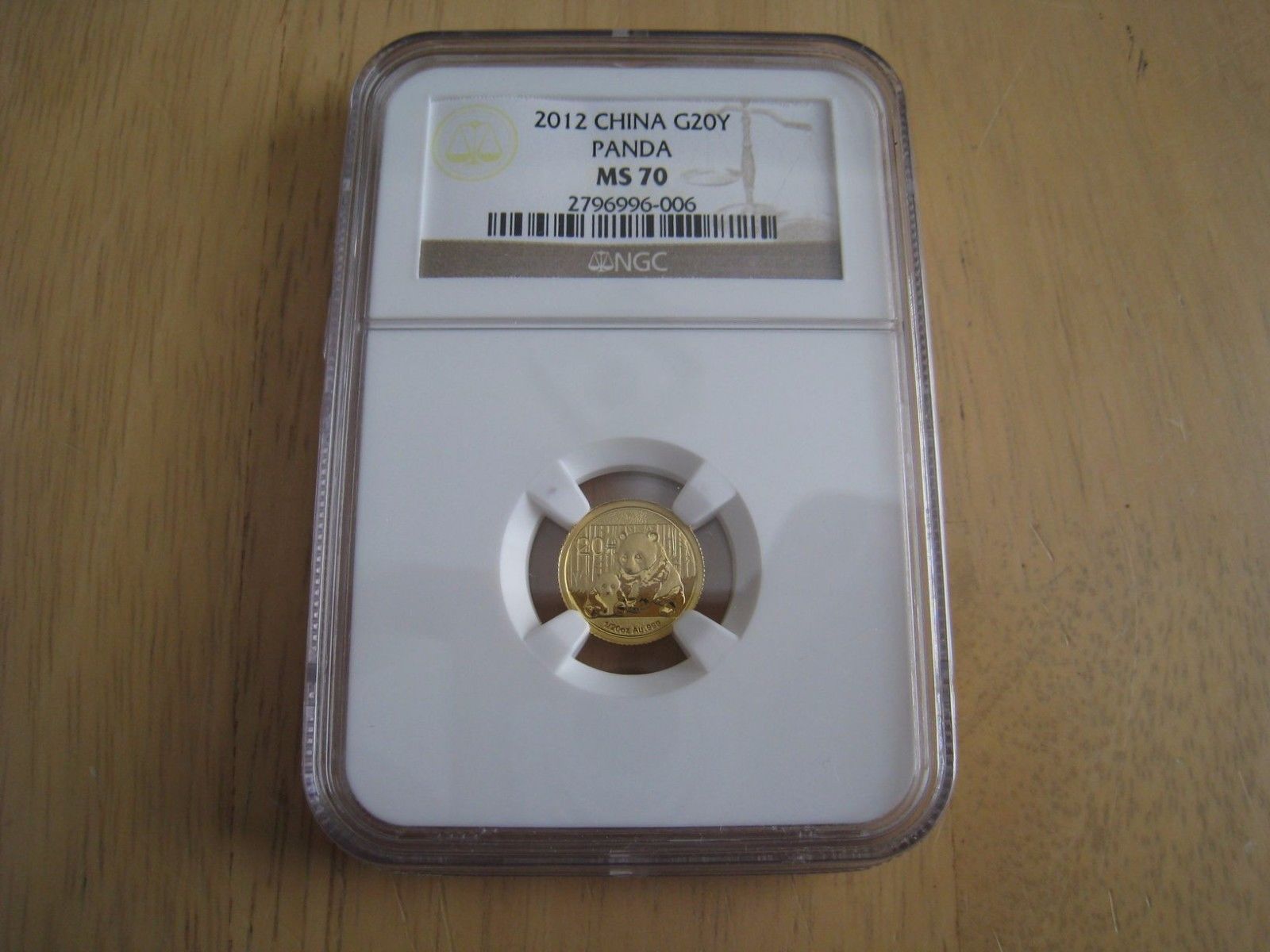 2012 China Gold Panda 1/20 oz .999 20 Yuan NGC MS70