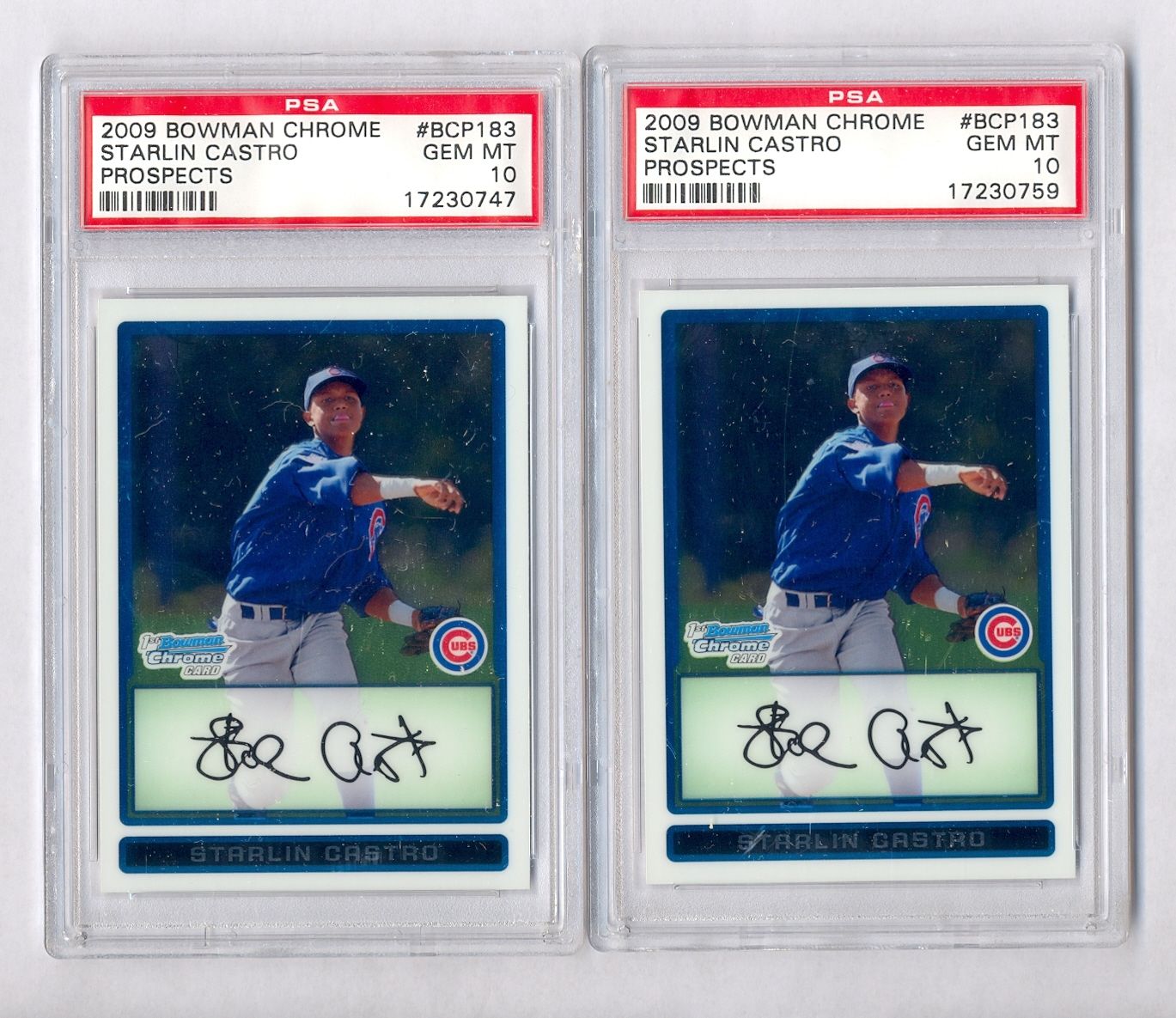 (2) STARLIN CASTRO 2009 BOWMAN CHROME ROOKIE RC PSA 10 GEM MINT LOT YANKEES