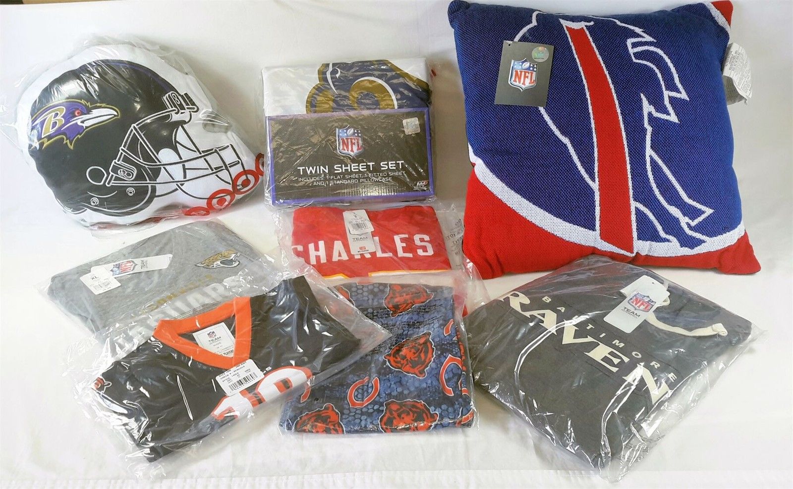 Wholesale Lot of 40 NFL Sport Fan Gear Apparel Home Items Overstock Manifested