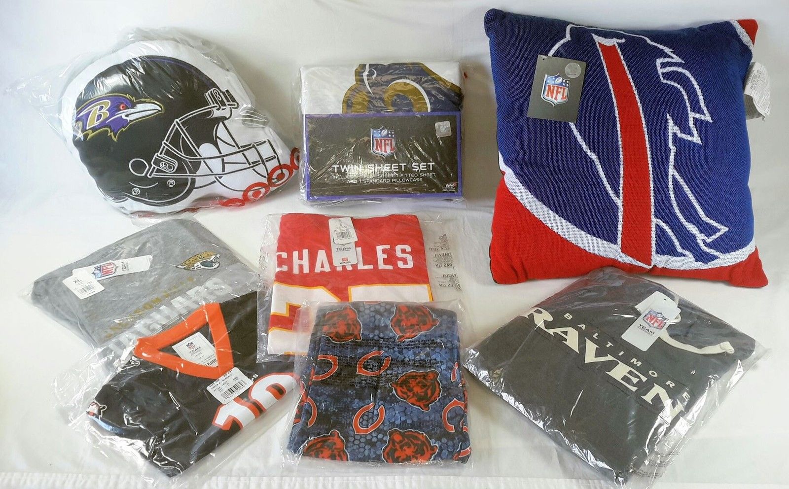 Wholesale Lot of 40 NFL Sport Fan Gear Apparel Home Items Overstock Manifested