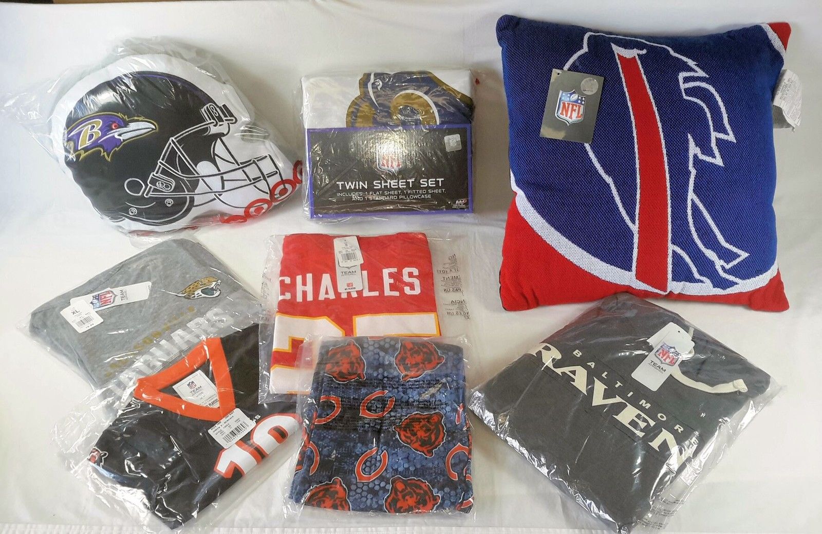 Wholesale Lot of 40 NFL Sport Fan Gear Apparel Home Items Overstock Manifested