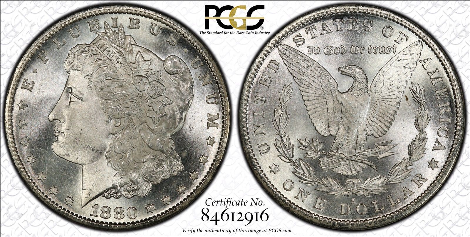 1880-S $1 Morgan Silver Dollar PCGS MS64 with TrueView Photo! Blast White!