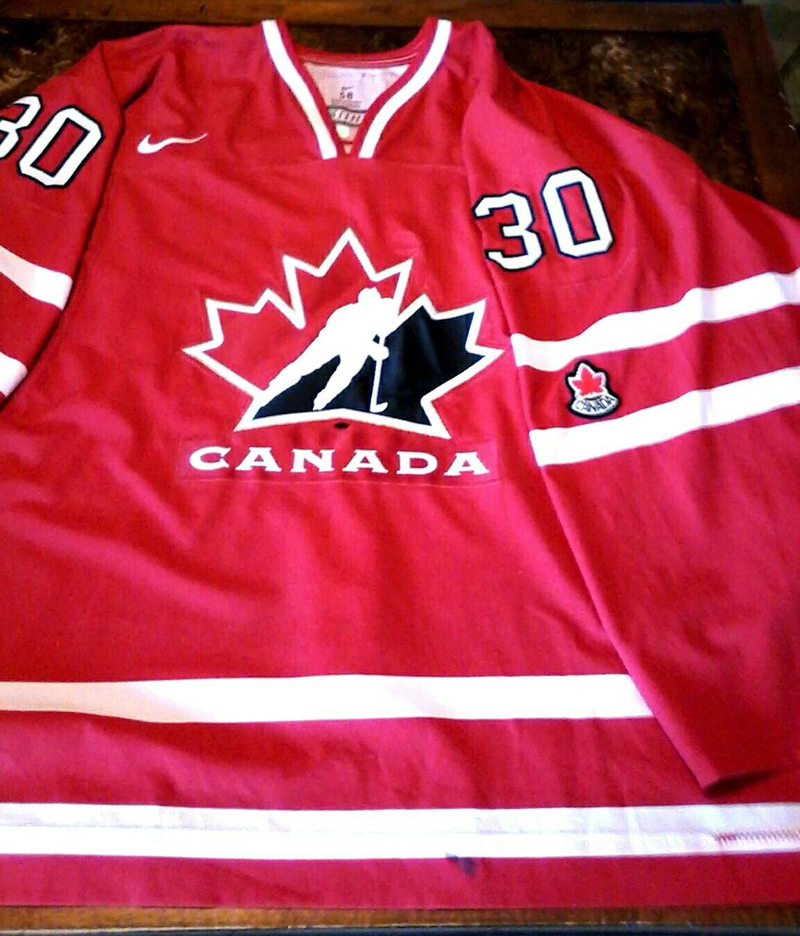 Team Canada game-worn hockey goalie cut Jersey