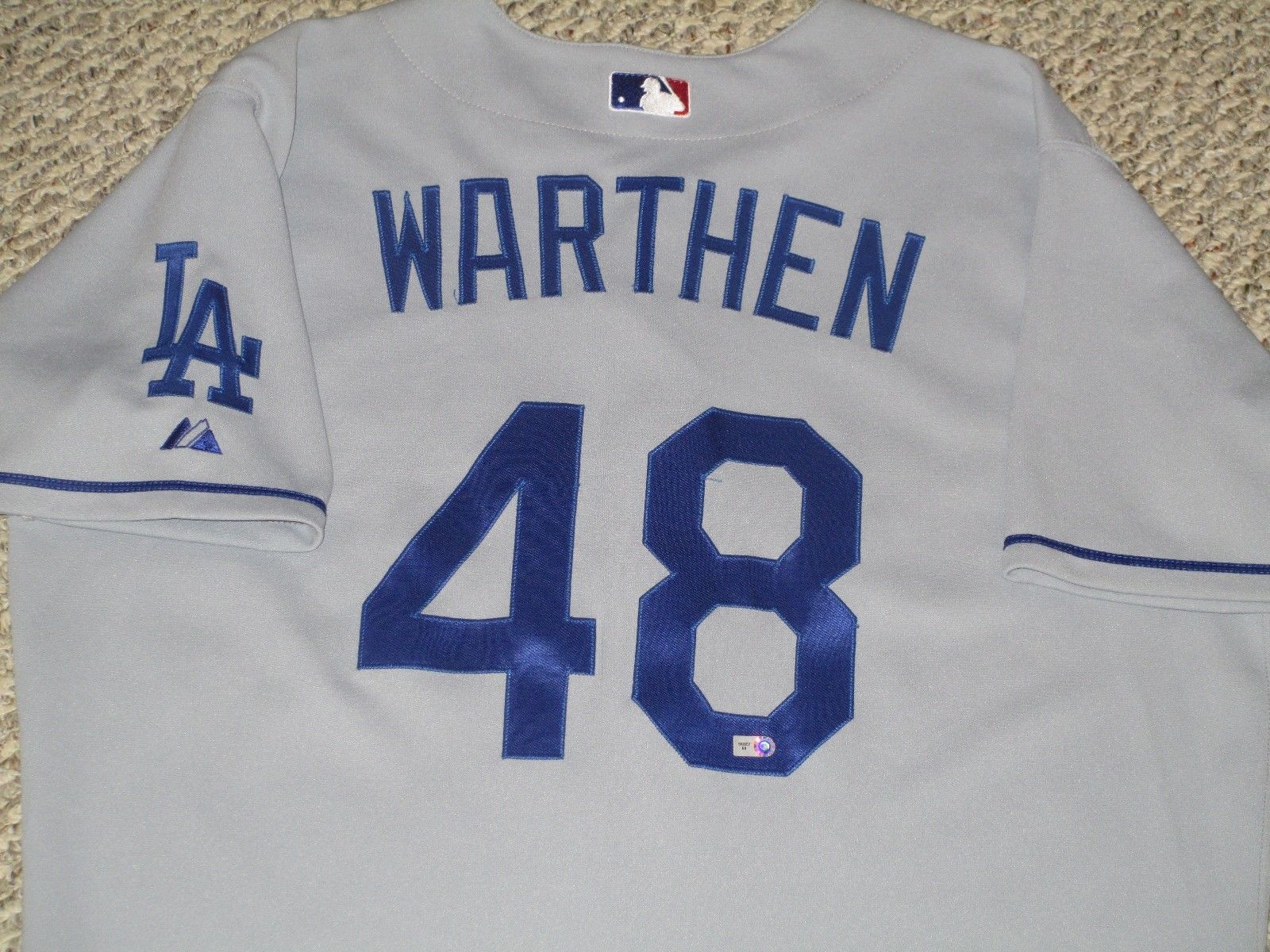 Dan Warthen #48 size 48 2007 DODGERS Game Used Jersey ROAD patch Steiner MLB