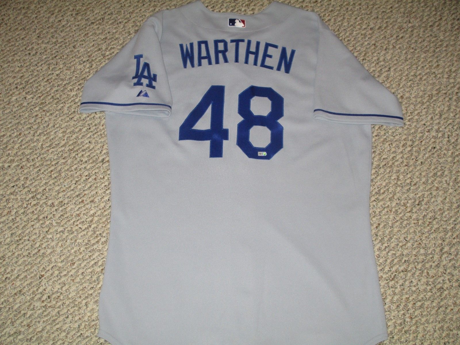 Dan Warthen #48 size 48 2007 DODGERS Game Used Jersey ROAD patch Steiner MLB