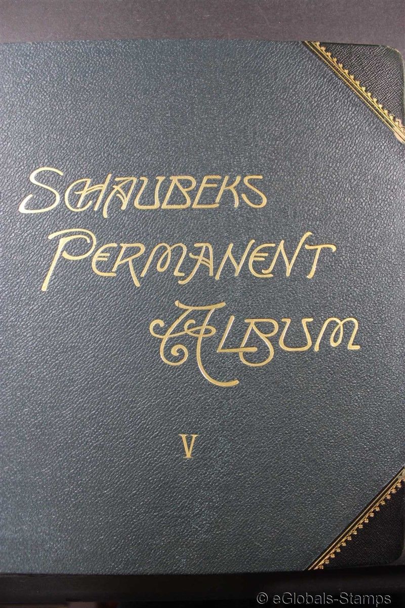 WORLDWIDE Classic SCHAUBEK Album w/ Gold Pages Stamp Collection Fine Sale