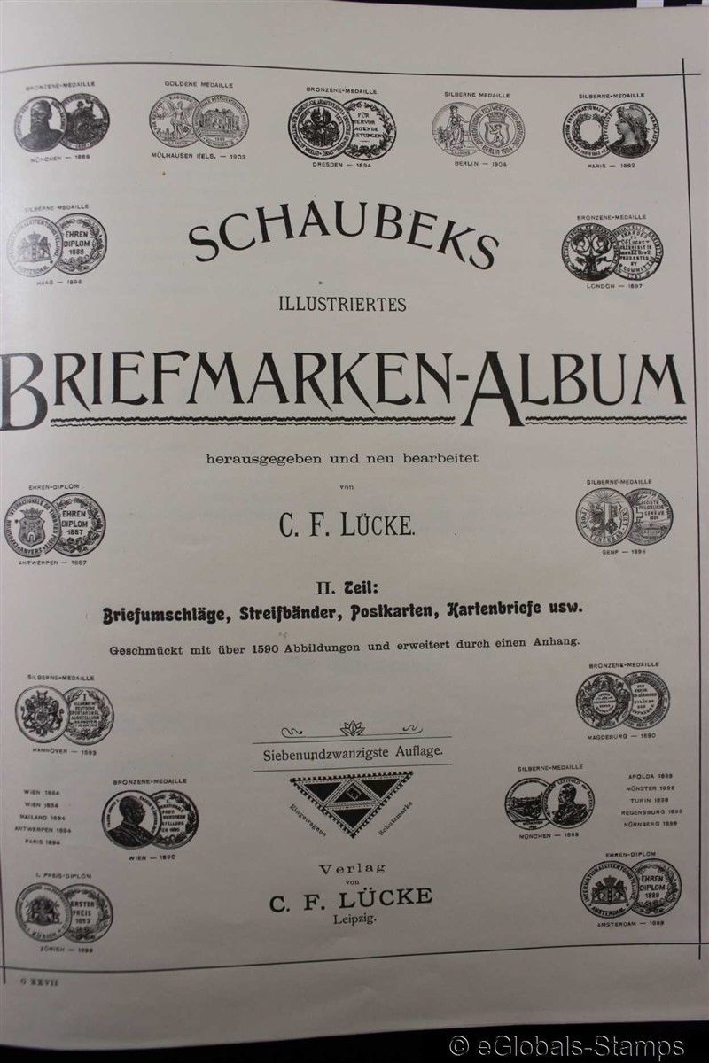 WORLDWIDE Classic SCHAUBEK Album w/ Gold Pages Stamp Collection Fine Sale