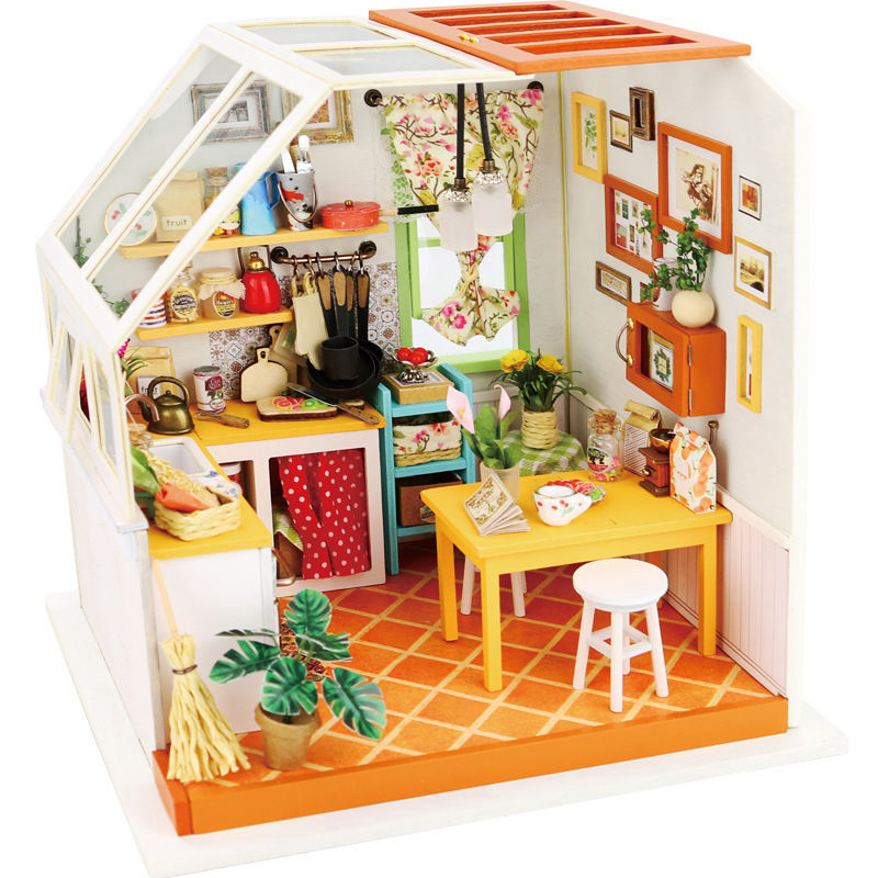 DIY Wooden Delicious Kitchen 3D Dollhouse With Furniture Kit Light Creative Gift