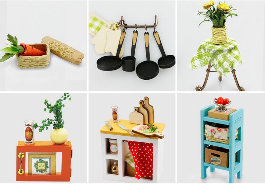 DIY Wooden Delicious Kitchen 3D Dollhouse With Furniture Kit Light Creative Gift