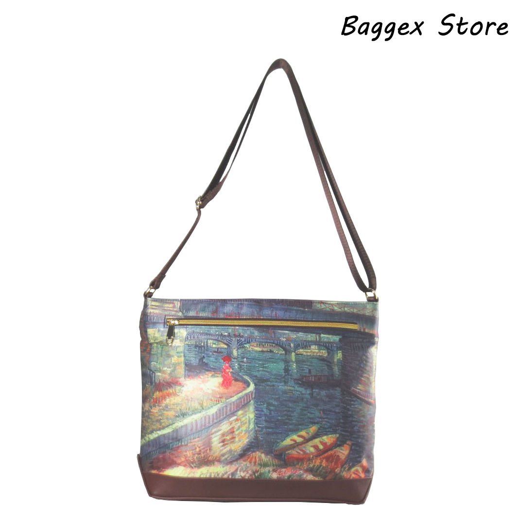 Masterpiece Painting Shoulder Bag Van Gogh Bridges Across The Seine At Asnieres