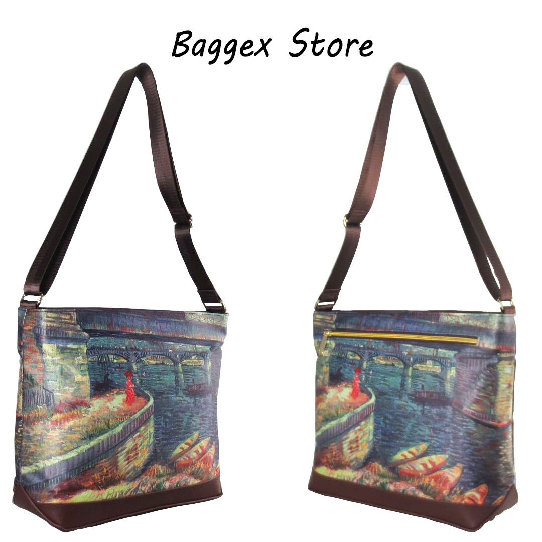 Masterpiece Painting Shoulder Bag Van Gogh Bridges Across The Seine At Asnieres