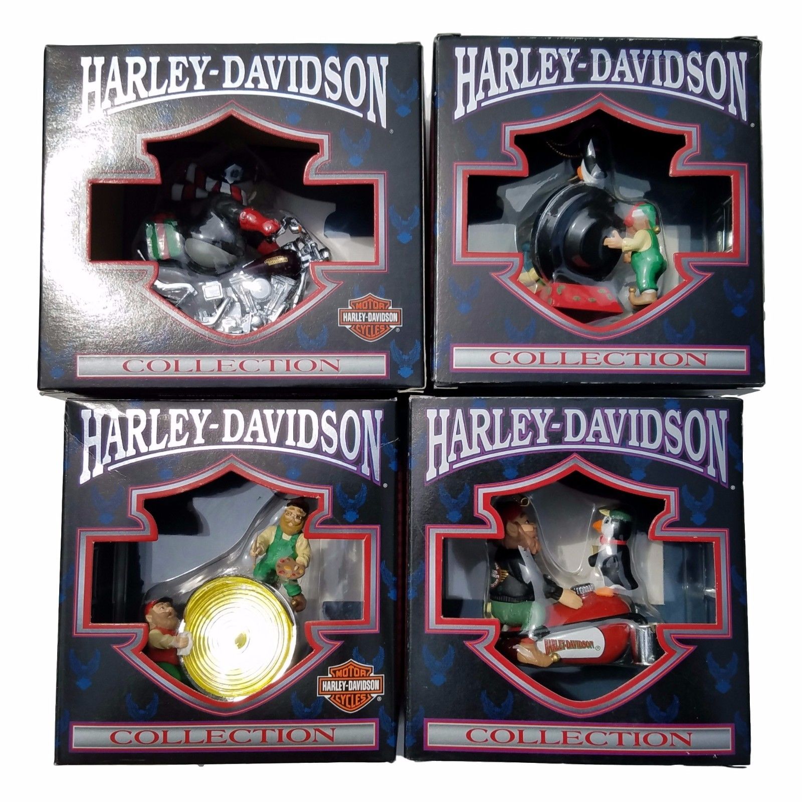 HARLEY DAVIDSON Motorcycle ~ Collectible Christmas Ornaments ~ Lot of 4