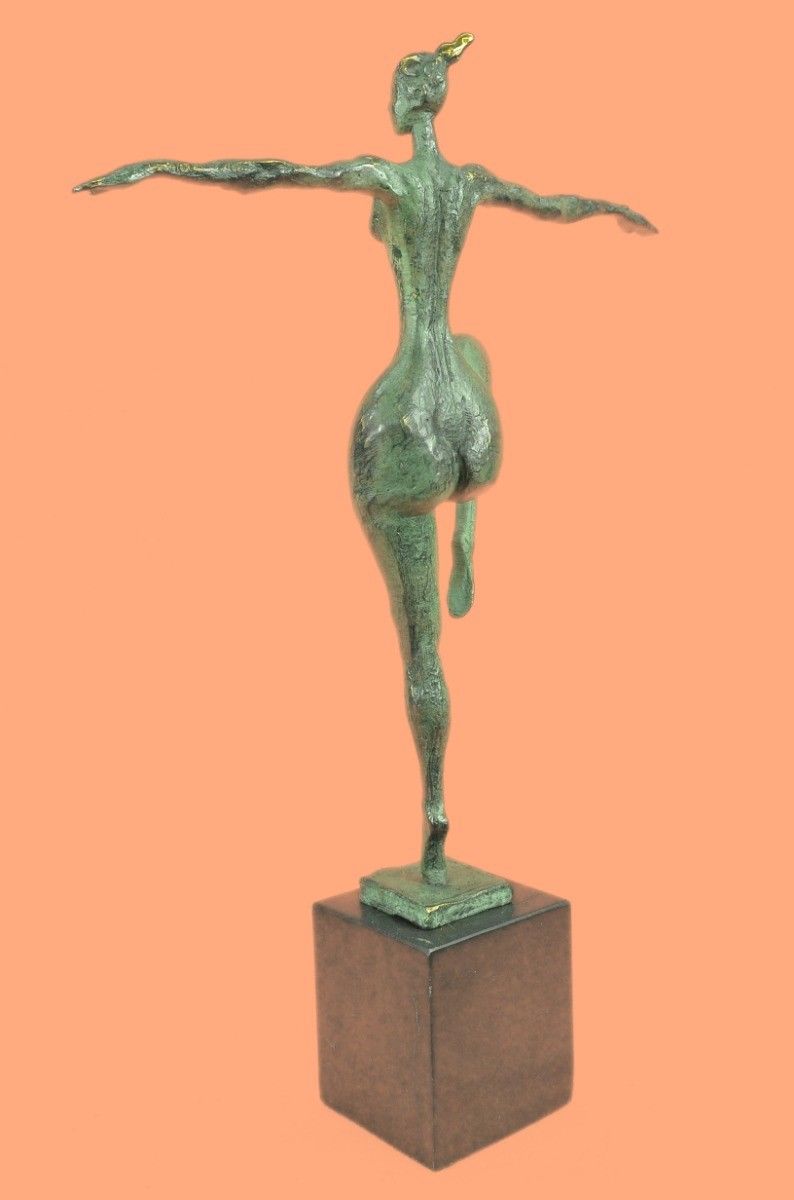 Rare Sculpture Original Signed Nude Female Fertility Goddess Abstract Bronze Sta