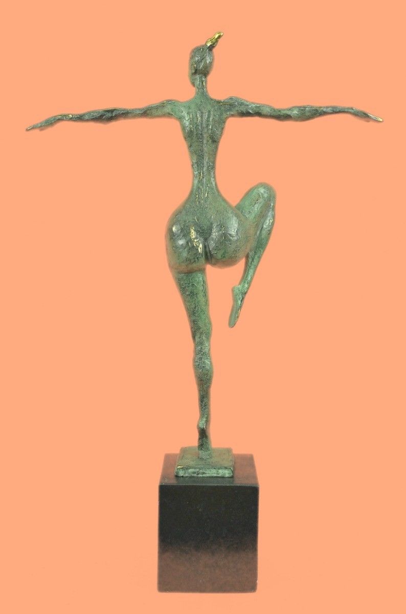 Rare Sculpture Original Signed Nude Female Fertility Goddess Abstract Bronze Sta